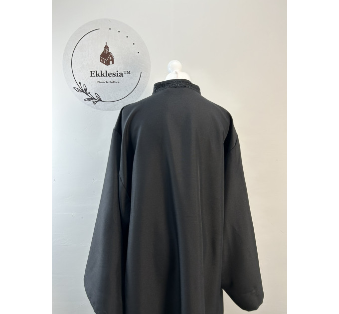 Greek riassa with machine embroidery - Black exorason - Outer cassock with grape