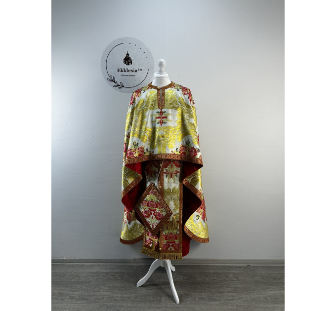Priest's vestment made of floral brocade - Orthodox vestment set - Greek style phelon