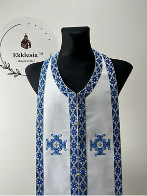 Embroidered priest stole and cuffs - Epitrachil, cuffs - Communion priest set