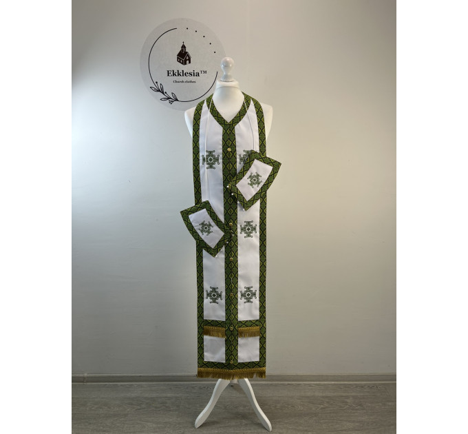 Embroidered priest stole and cuffs - Epitrachil, cuffs - Communion priest set