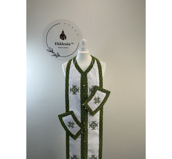 Embroidered priest stole and cuffs - Epitrachil, cuffs - Communion priest set