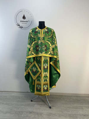 Greek style priest vestment - Phelon made of floral pattern brocade