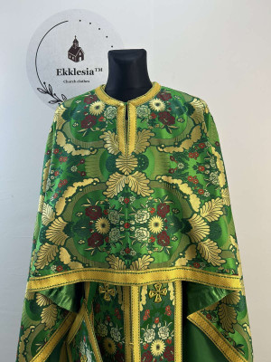 Greek style priest vestment - Phelon made of floral pattern brocade