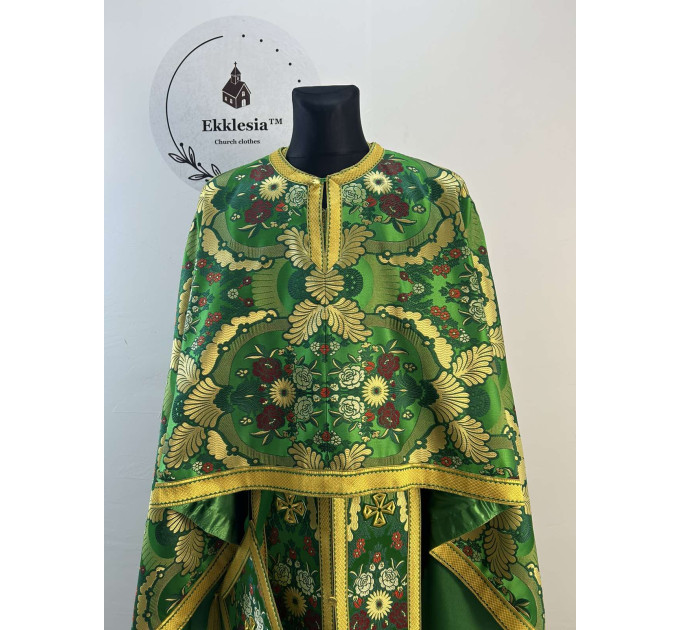 Greek style priest vestment - Phelon made of floral pattern brocade