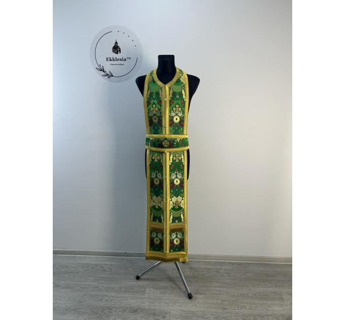 Greek style priest vestment - Phelon made of floral pattern brocade