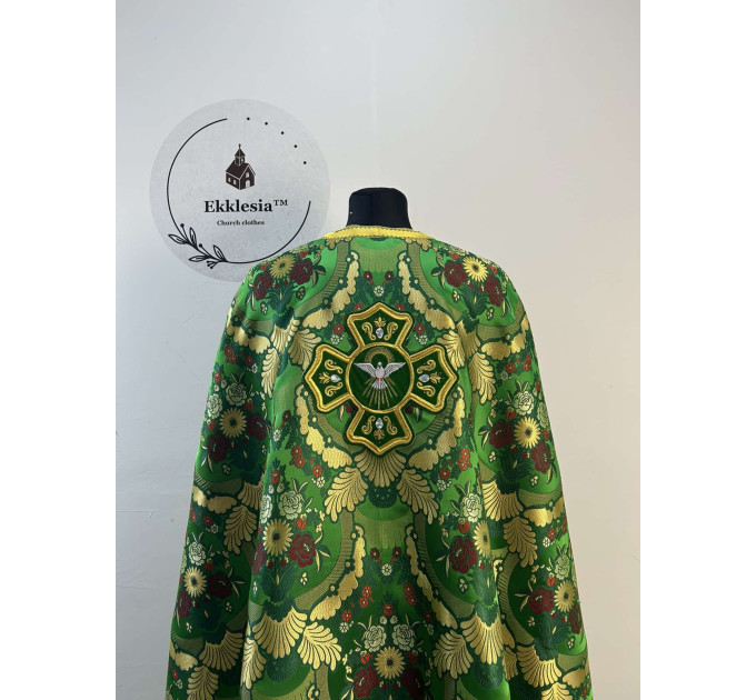 Greek style priest vestment - Phelon made of floral pattern brocade
