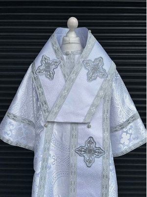 White Bishop's silk vestment set - Vestment set for Bishop - Archbishop's set