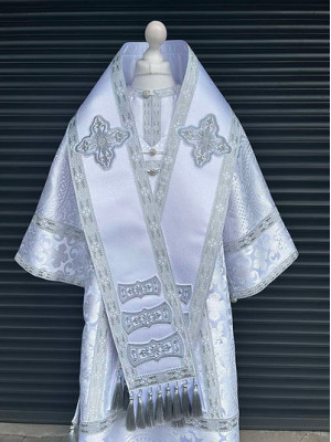 White Bishop's silk vestment set - Vestment set for Bishop - Archbishop's set White Bishop's silk vestment set - Vestment set for Bishop - Archbishop's set
