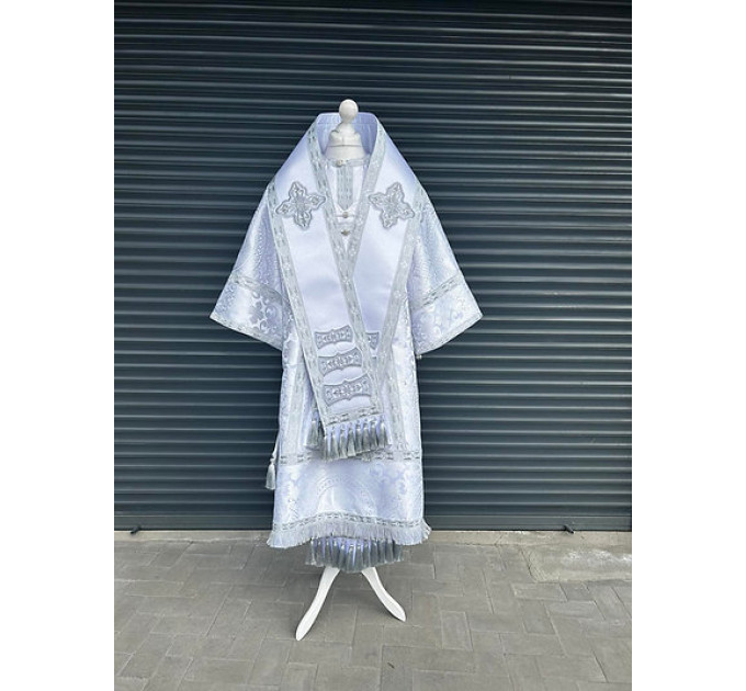 White Bishop's silk vestment set - Vestment set for Bishop - Archbishop's set
