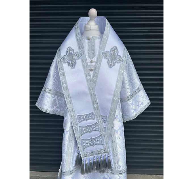 White Bishop's silk vestment set - Vestment set for Bishop - Archbishop's set