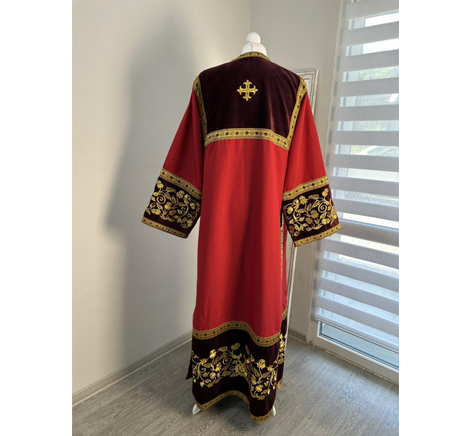 Combined orthodox sticharion - Altar server reader robe in velvet and gabardine