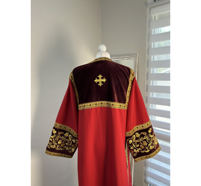 Combined orthodox sticharion - Altar server reader robe in velvet and gabardine