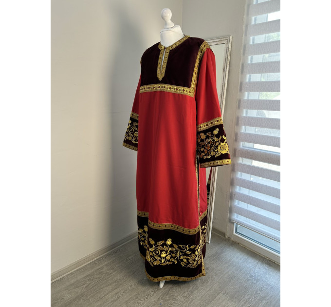 Combined orthodox sticharion - Altar server reader robe in velvet and gabardine