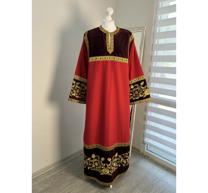 Combined orthodox sticharion - Altar server reader robe in velvet and gabardine