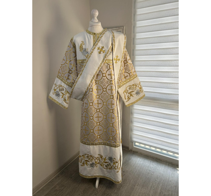 Combined velvet and brocade deacon's vestment - Embroidered stichar and orar
