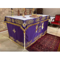 Embroidered altar cover in gabardine - Covers for the altar table - Vestment on the throne and the altar - Oblation table vestment
