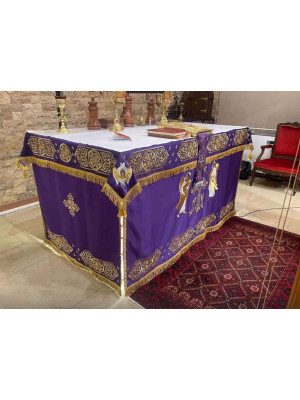 Embroidered altar cover in gabardine - Covers for the altar table - Vestment on the throne and the altar - Oblation table vestment Embroidered altar cover in gabardine - Covers for the altar table - Vestment on the throne and the altar - Oblation table vestment