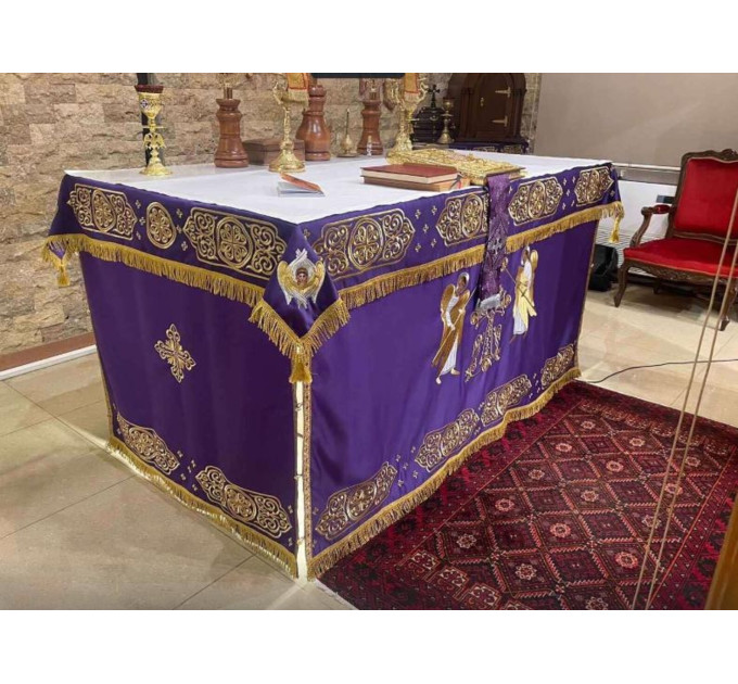 Embroidered altar cover in gabardine - Covers for the altar table - Vestment on the throne and the altar - Oblation table vestment