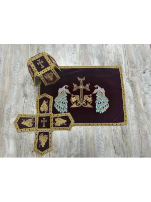 Embroidered Orthodox Chalice Covers with peacocks - Aer and chalice veil set - Chalice Covers Embroidered Orthodox Chalice Covers with peacocks - Aer and chalice veil set - Chalice Covers