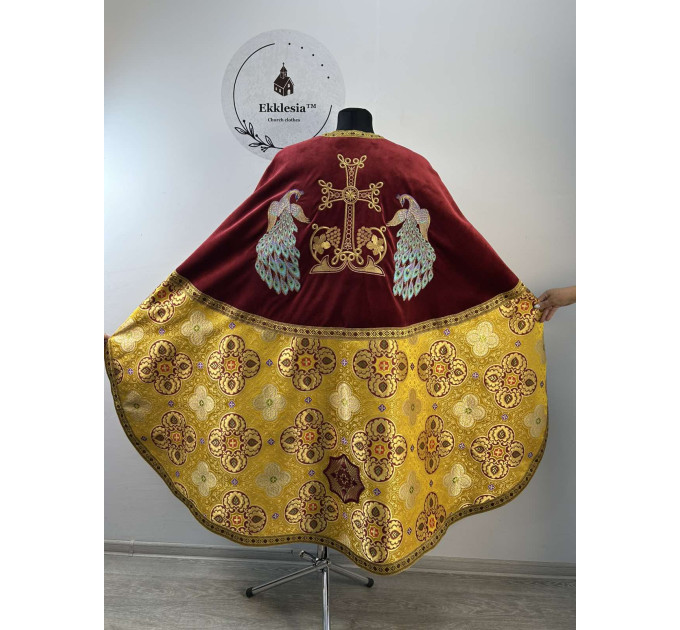 Embroidered priest vestment with peacocks in Greek style