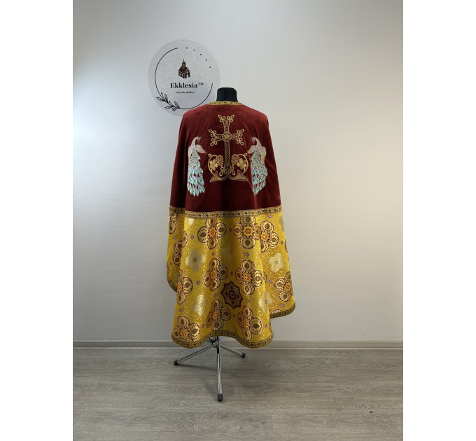 Embroidered priest vestment with peacocks in Greek style