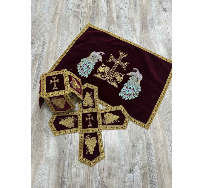 Embroidered priest vestment with peacocks in Greek style