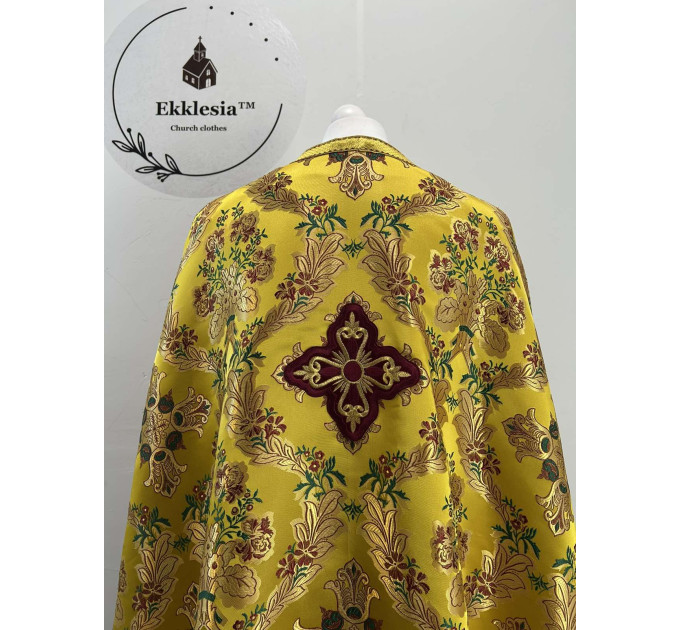 Greek style priest vestment - Gold floral brocade phelon