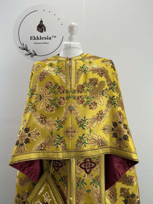 Greek style priest vestment - Gold floral brocade phelon
