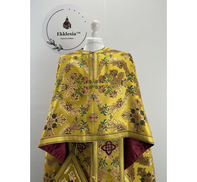Greek style priest vestment - Gold floral brocade phelon