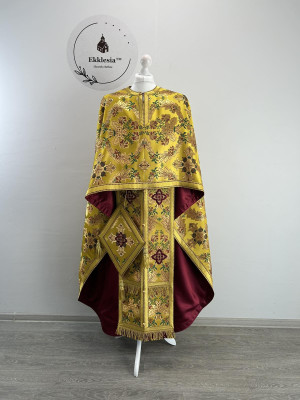 Greek style priest vestment - Gold floral brocade phelon Greek style priest vestment - Gold floral brocade phelon