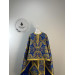 Greek style priest vestment - Phelon made of blue floral pattern brocade