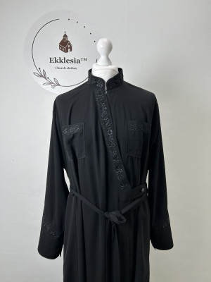 Orthodox Greek undercassock from fake silk with machine embroidery - Cassock for a priest