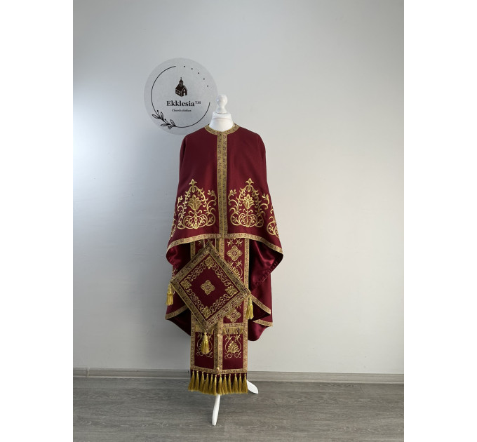 Priest vestment with machine embroidery - Liturgical vestment set Greek phelon