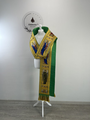 Set: small and large omophorion made of Greek brocade with angels - small and large omophorion set