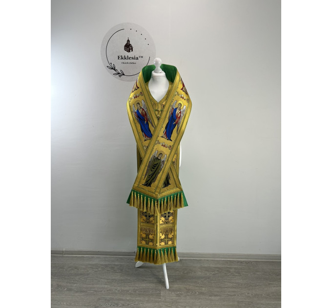 Set: small and large omophorion made of Greek brocade with angels - small and large omophorion set