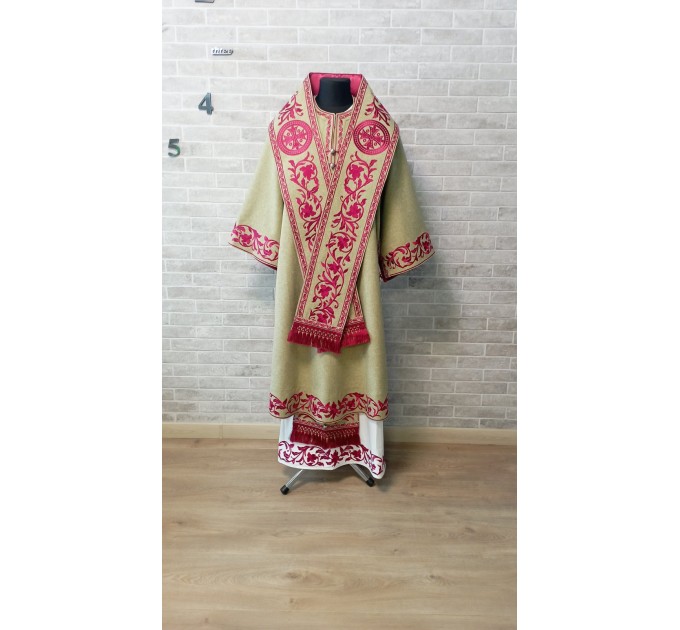 Embroidered Bishop's Vestments in linen-gabardine - Vestments for Bishop - Archbishop vestments