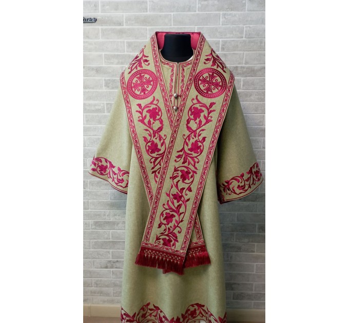 Embroidered Bishop's Vestments in linen-gabardine - Vestments for Bishop - Archbishop vestments