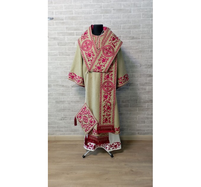 Embroidered Bishop's Vestments in linen-gabardine - Vestments for Bishop - Archbishop vestments