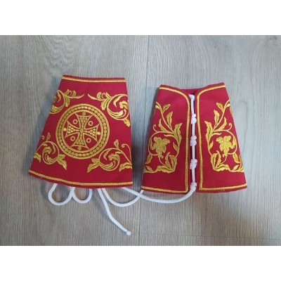 Embroidered Greek Stole and cuffs in plush - Communion set - Priest's church set