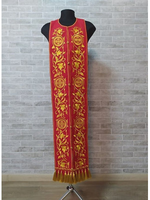 Embroidered Greek Stole and cuffs in plush - Communion set - Priest's church set