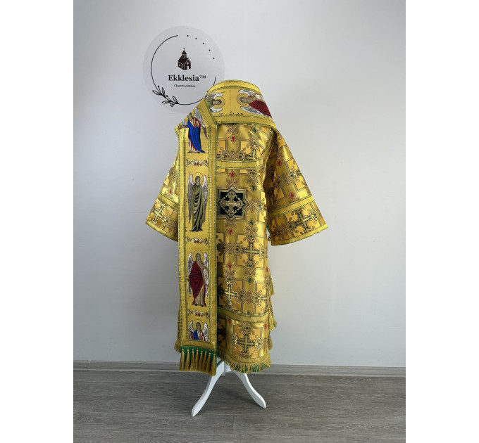 Bishop's vestment set with omophors in angels brocade - Vestment set for Archbishop