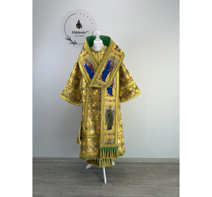 Bishop's vestment set with omophors in angels brocade - Vestment set for Archbishop