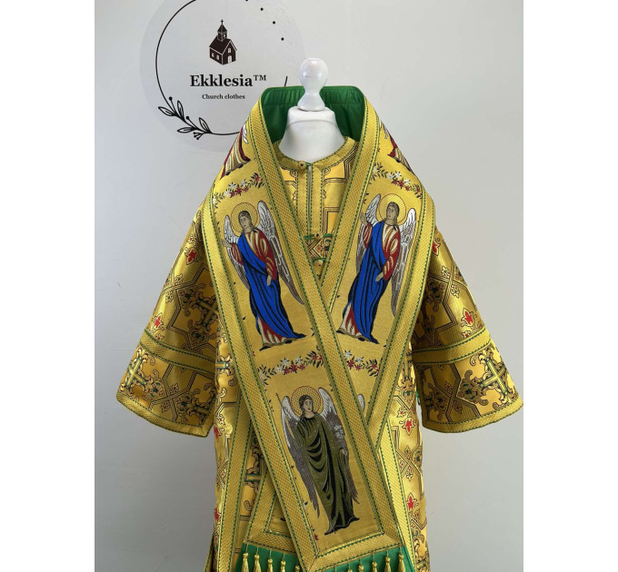 Bishop's vestment set with omophors in angels brocade - Vestment set for Archbishop