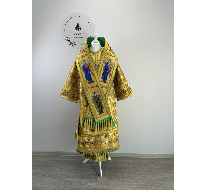 Bishop's vestment set with omophors in angels brocade - Vestment set for Archbishop