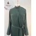 Embroidered Greek style cassock "Rhombus" on dark green wet silk