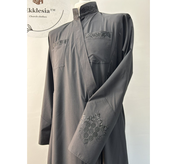 Embroidered Greek style cassock "Big grapes" made of silk-cottone