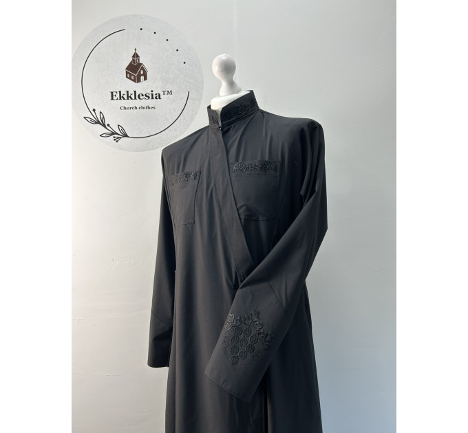 Embroidered Greek style cassock "Big grapes" made of silk-cottone