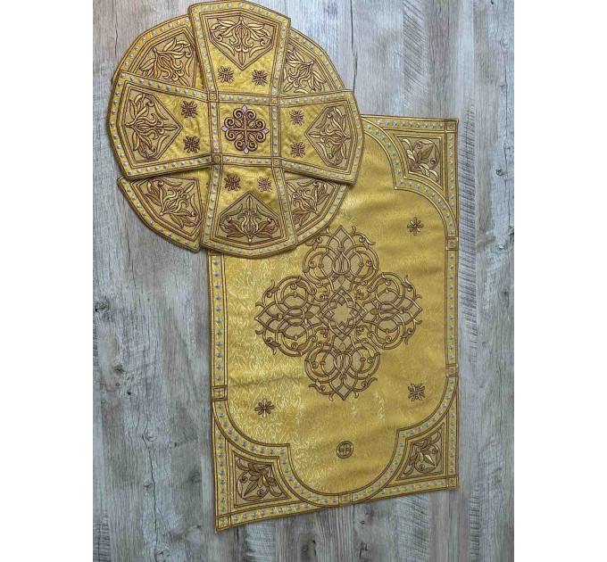 Embroidered Orthodox Chalice Covers on silk - Aer and chalice veil orthodox set