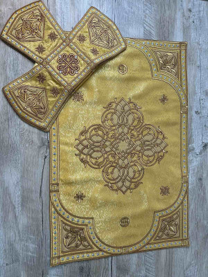 Embroidered Orthodox Chalice Covers on silk - Aer and chalice veil orthodox set
