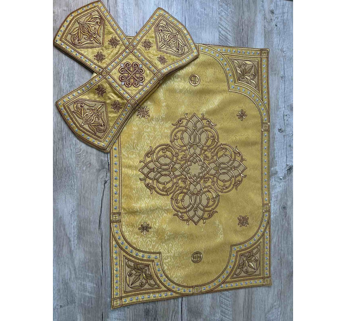 Embroidered Orthodox Chalice Covers on silk - Aer and chalice veil orthodox set